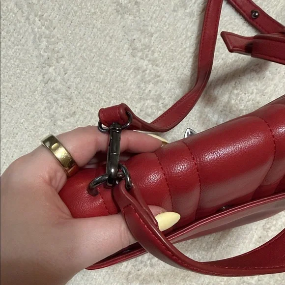 Red Quilted Top-Handle Crossbody Bag - Picture 6 of 6